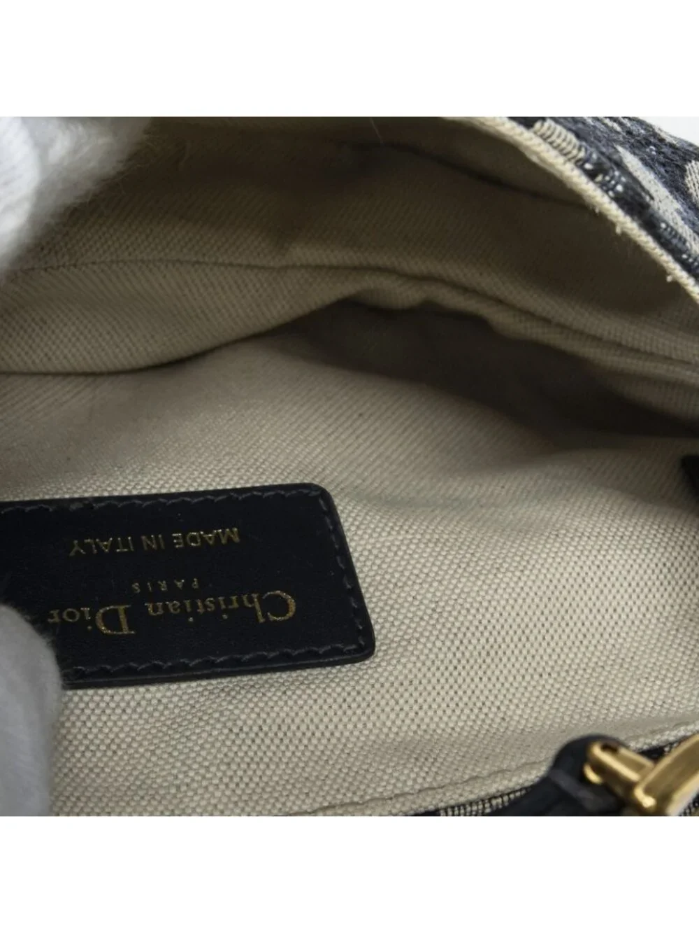 Dior New Saddle Bag Navy Beige Oblique Peacock Canvas - Picture 9 of 10